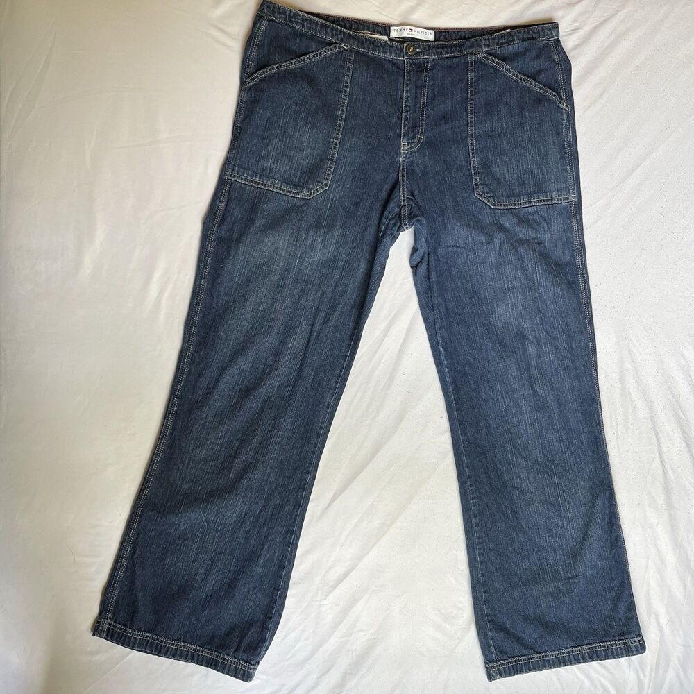 Y2K Tommy Hilfiger Jeans Wide Leg Women’s 16 38x32 Patch Pockets Carpenter VTG